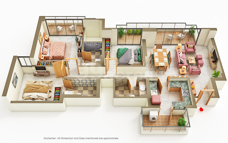 3 BHK floor plan